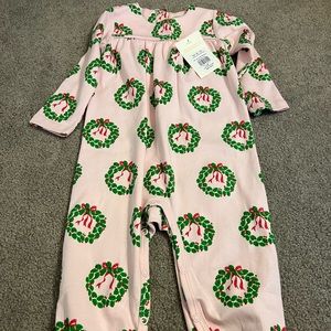 NWT TBBC Deck the Halls with Bows and Holly/Palm Beach Pink 12/18 months